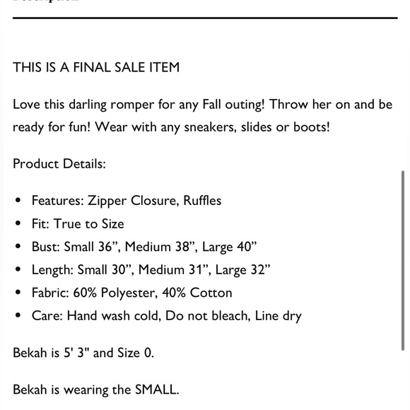 Fall Plaid Romper - Picture 8 of 8